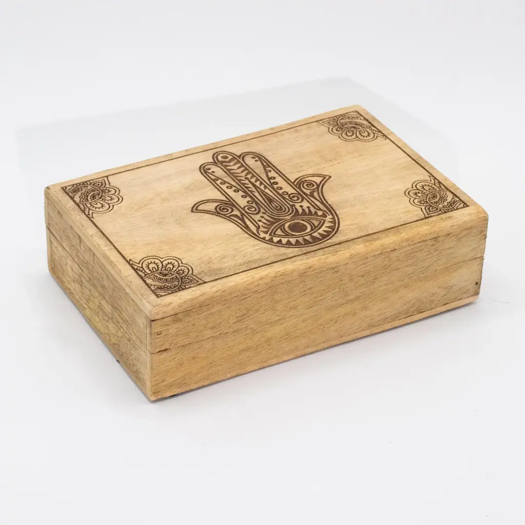 Big Rectangle Box 21.5x14x6.3cm – Hamsa Black Engraved | www.artisangoods.co.uk 3