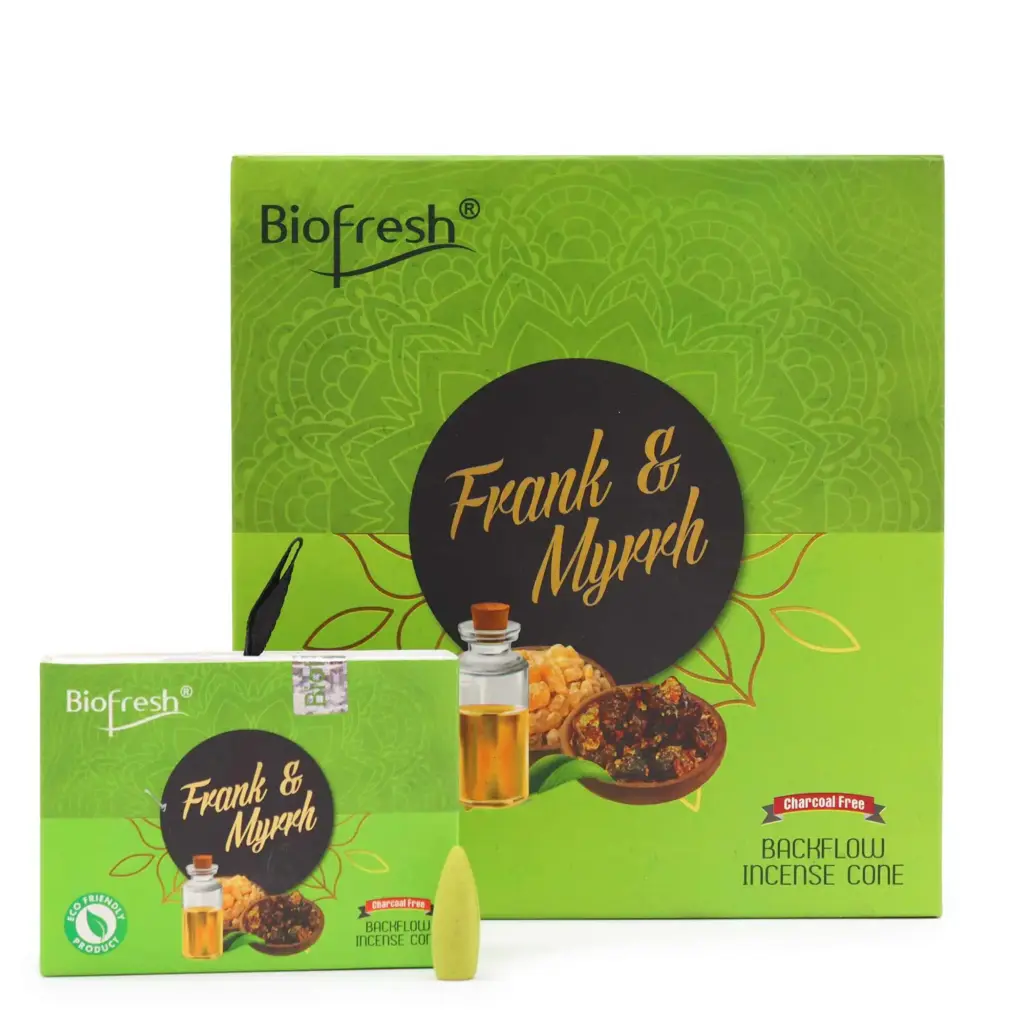 Biofresh Backflow Incense Cones – Frank & Myrrh | www.artisangoods.co.uk