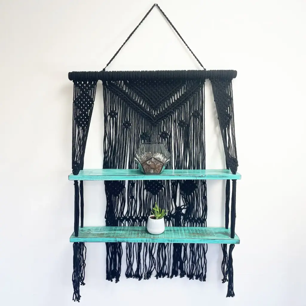 Black Macrame Hanging Shelves – Turquoise | www.artisangoods.co.uk 8 Black Macrame Hanging Shelves – Turquoise | www.artisangoods.co.uk 8