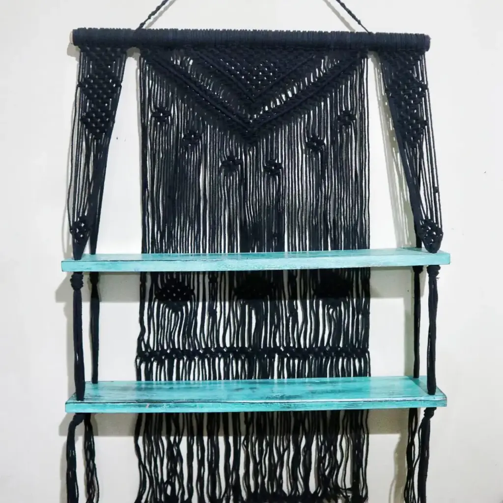 Black Macrame Hanging Shelves – Turquoise | www.artisangoods.co.uk 9 Black Macrame Hanging Shelves – Turquoise | www.artisangoods.co.uk 9