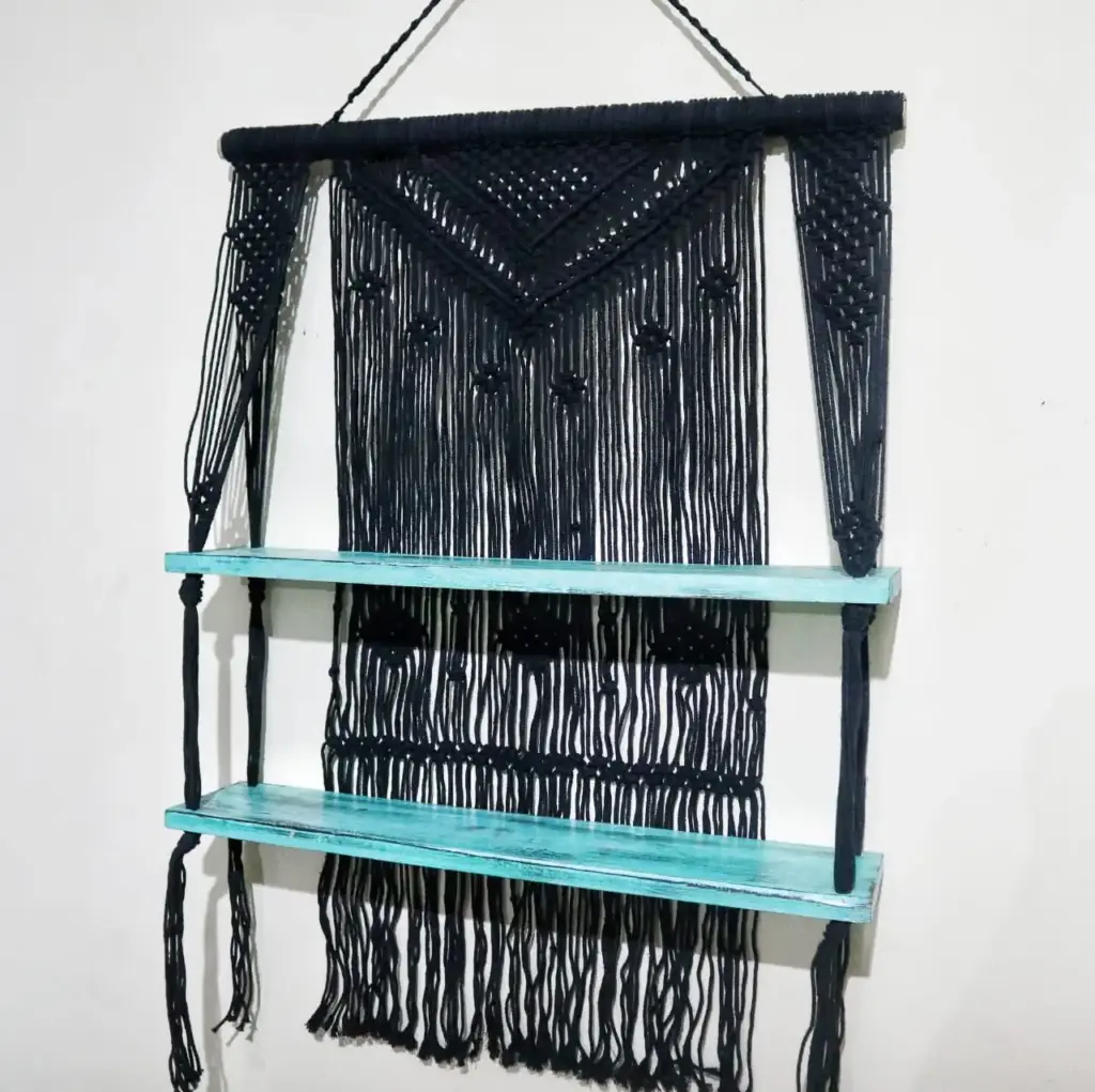 Black Macrame Hanging Shelves – Turquoise | www.artisangoods.co.uk 6 Black Macrame Hanging Shelves – Turquoise | www.artisangoods.co.uk 6
