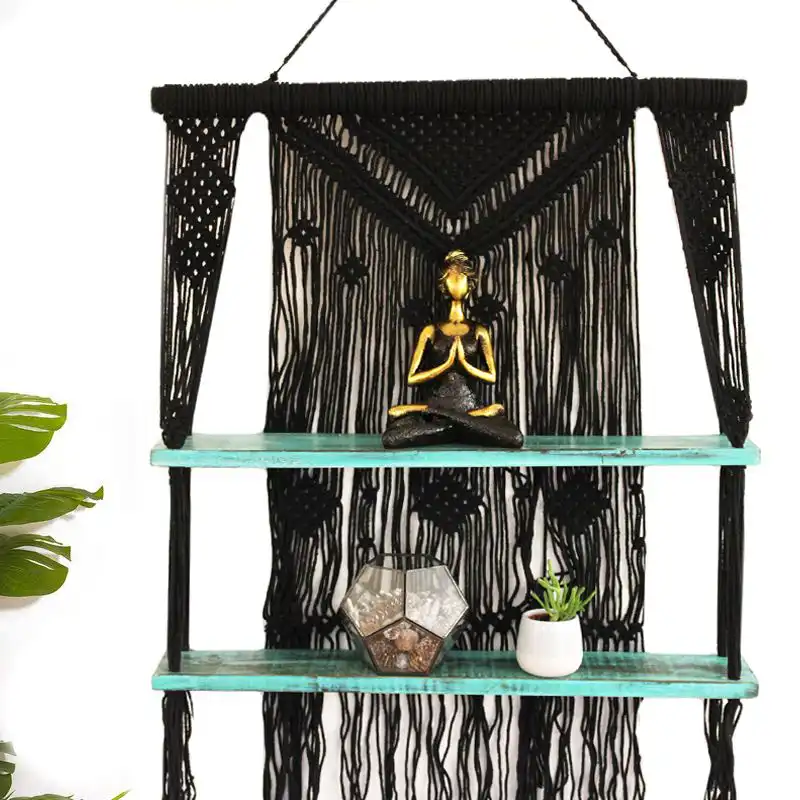 Black Macrame Hanging Shelves – Turquoise | www.artisangoods.co.uk 6 Black Macrame Hanging Shelves – Turquoise | www.artisangoods.co.uk 5