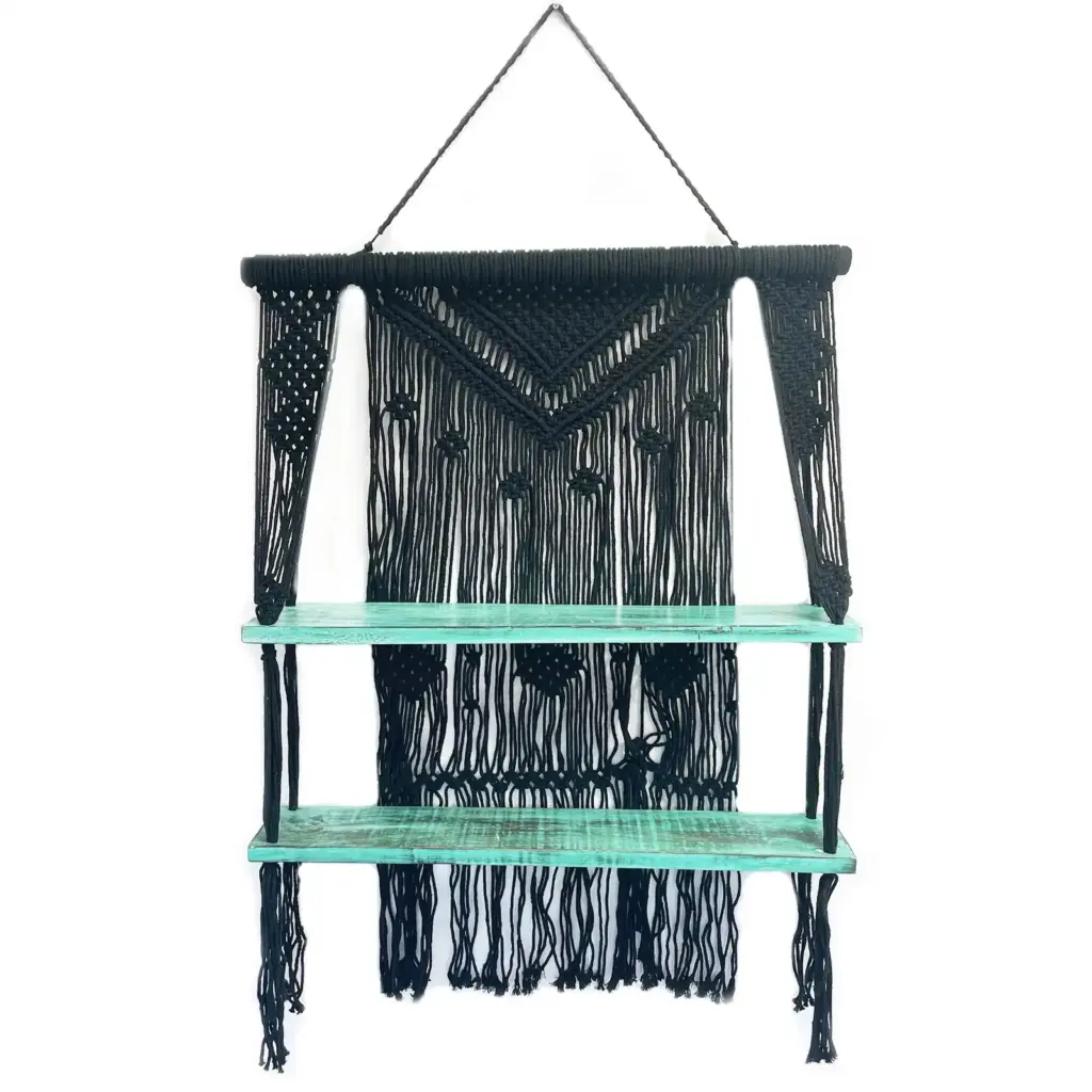 Black Macrame Hanging Shelves – Turquoise | www.artisangoods.co.uk 4 Black Macrame Hanging Shelves – Turquoise | www.artisangoods.co.uk 4