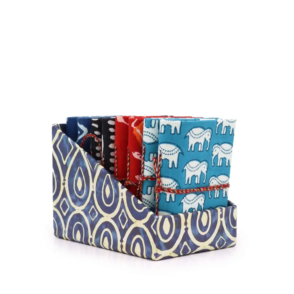 Block Print Assorted Cotton Bound Notebooks 7x10cm | www.artisangoods.co.uk