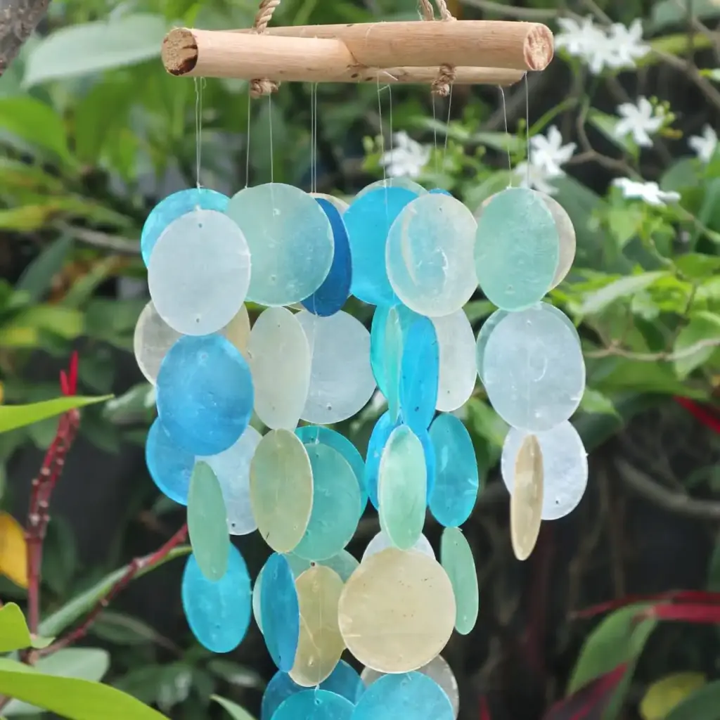 Blue & Pearl Driftwood Cross Chime | www.artisangoods.co.uk 2