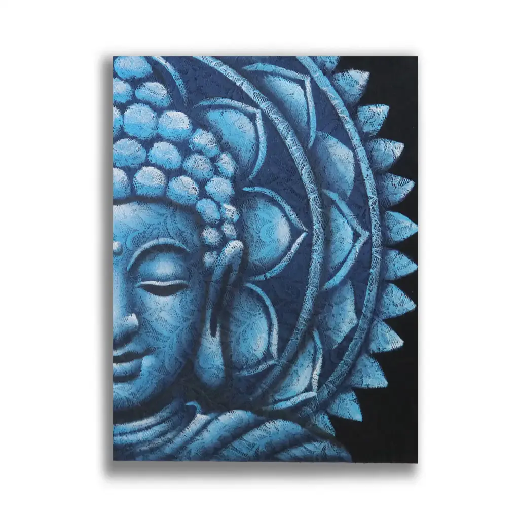 Blue Half Buddha Mandala 60x80cm | www.artisangoods.co.uk 3