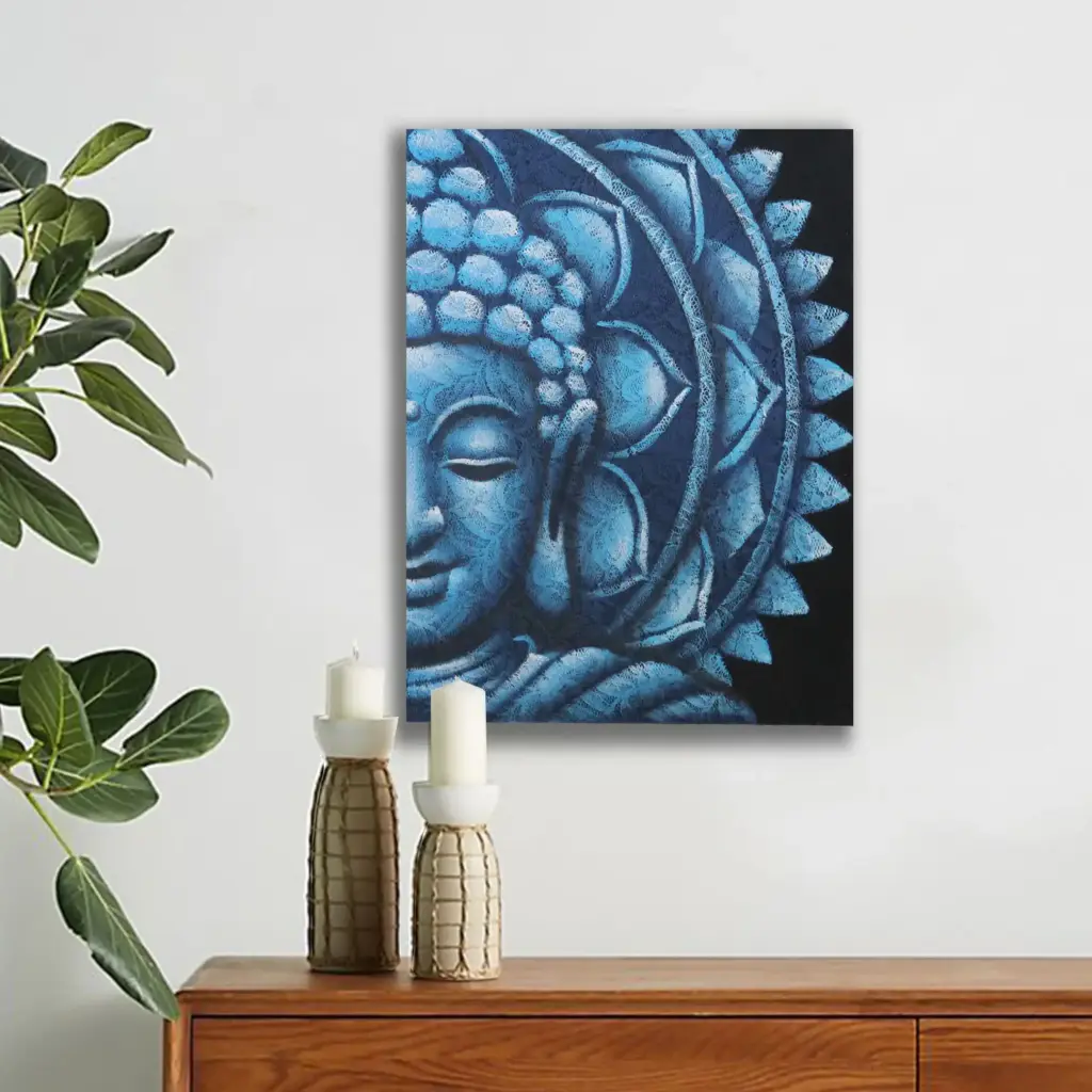 Blue Half Buddha Mandala 60x80cm | www.artisangoods.co.uk 4