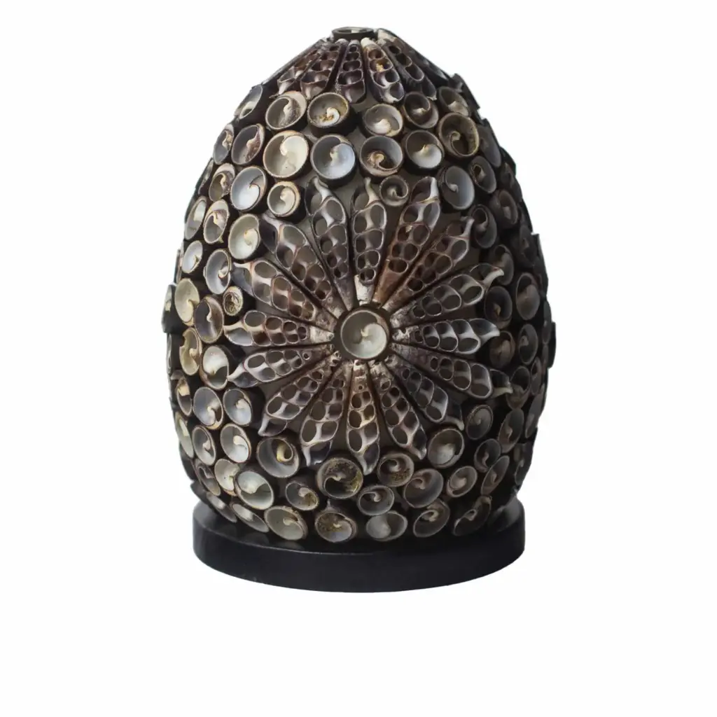 Boho Sea Shell Lamp – Chocolate Twist Oval – 15cm | www.artisangoods.co.uk