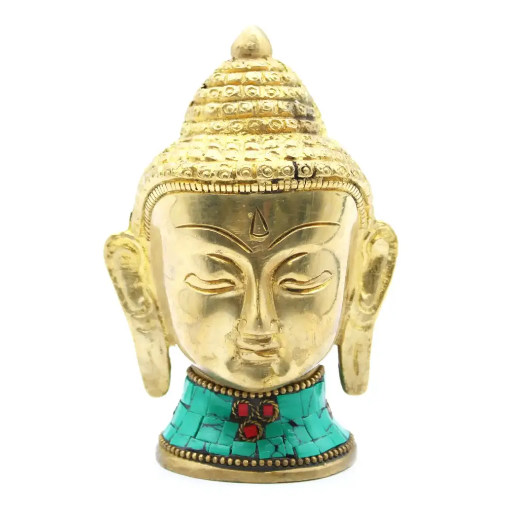Brass Buddha Figure – Lrg Head – 11.5 cm | www.artisangoods.co.uk