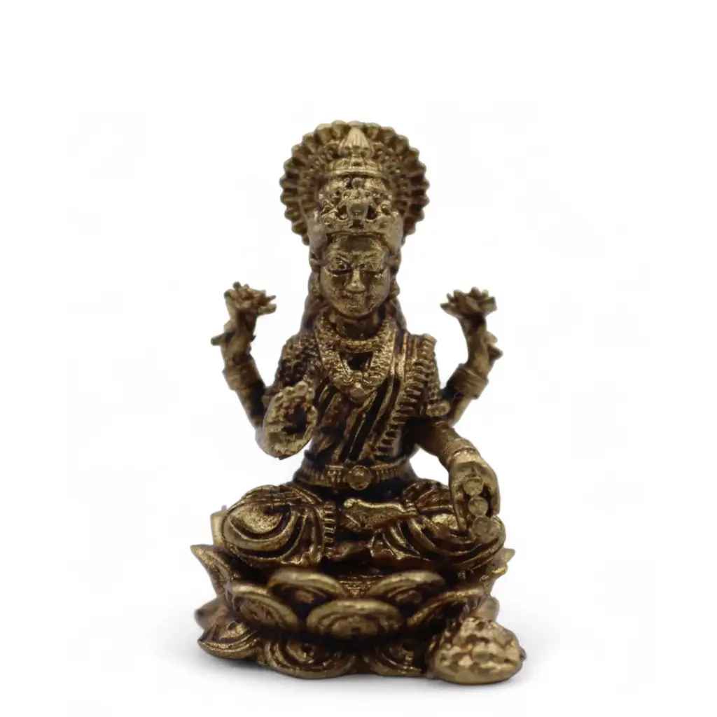 Brass Miniature Gods – Laxmi (11gms)  – 30mm | www.artisangoods.co.uk 3