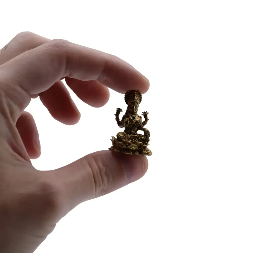 Brass Miniature Gods – Laxmi (11gms)  – 30mm | www.artisangoods.co.uk