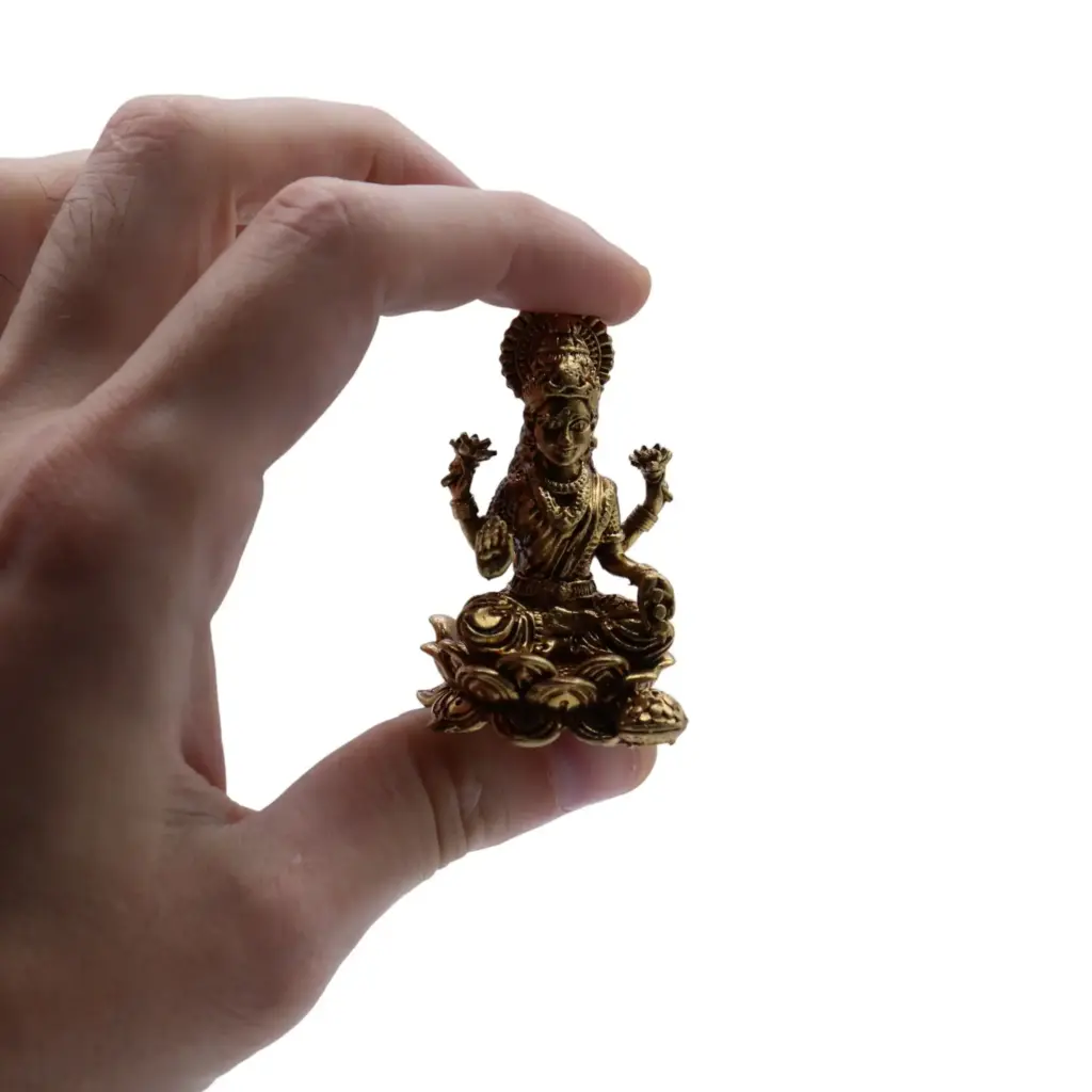 Brass Miniature Gods – Laxmi (52gms)  – 49mm | www.artisangoods.co.uk