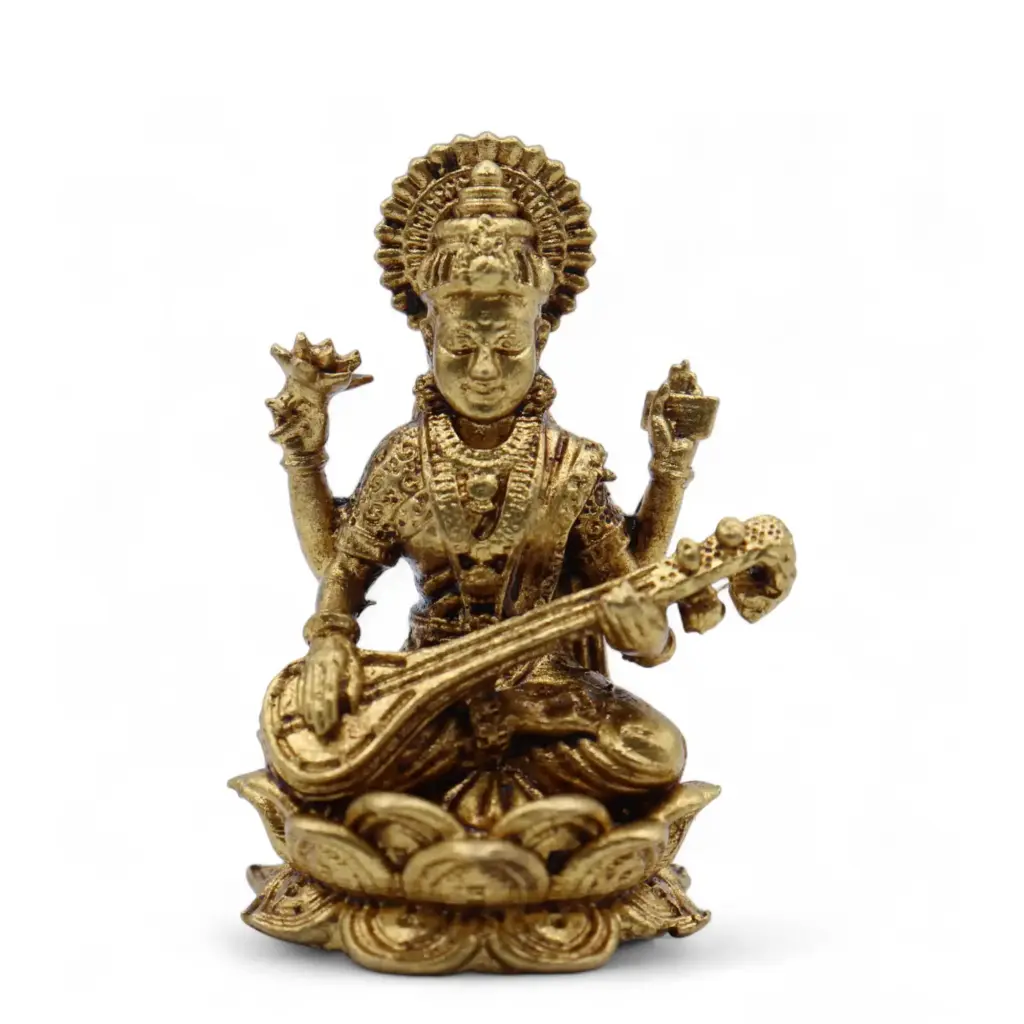 Brass Miniature Gods – Sarswati (22gms) – 34mm | www.artisangoods.co.uk 3 Brass Miniature Gods – Sarswati (22gms) – 34mm | www.artisangoods.co.uk 3
