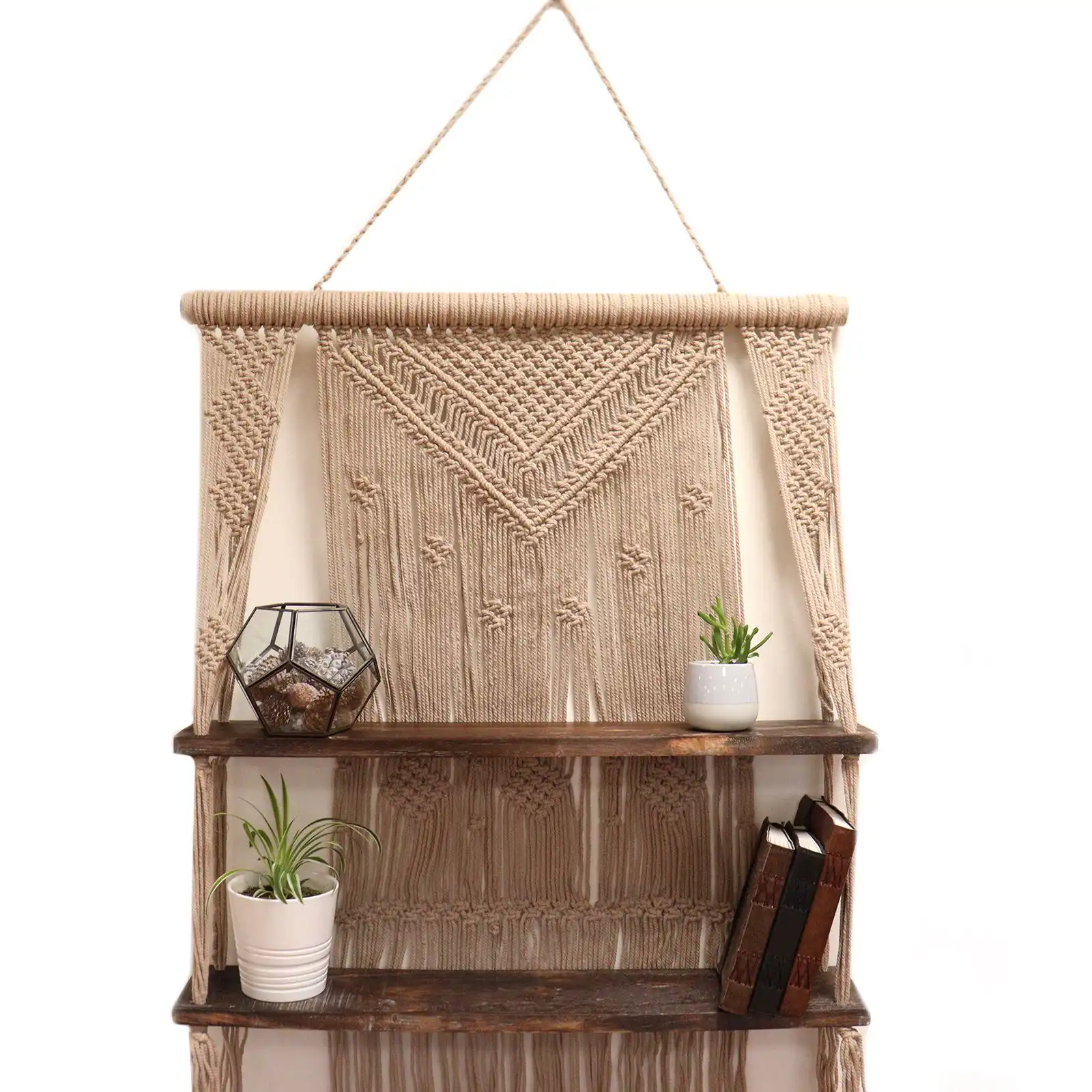 Brown Macrame Hanging Shelves – Brown | www.artisangoods.co.uk 6 Brown Macrame Hanging Shelves – Brown | www.artisangoods.co.uk 5