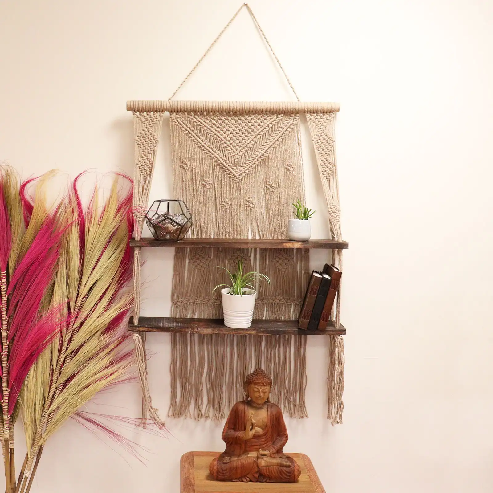Brown Macrame Hanging Shelves – Brown | www.artisangoods.co.uk 5 Brown Macrame Hanging Shelves – Brown | www.artisangoods.co.uk 4