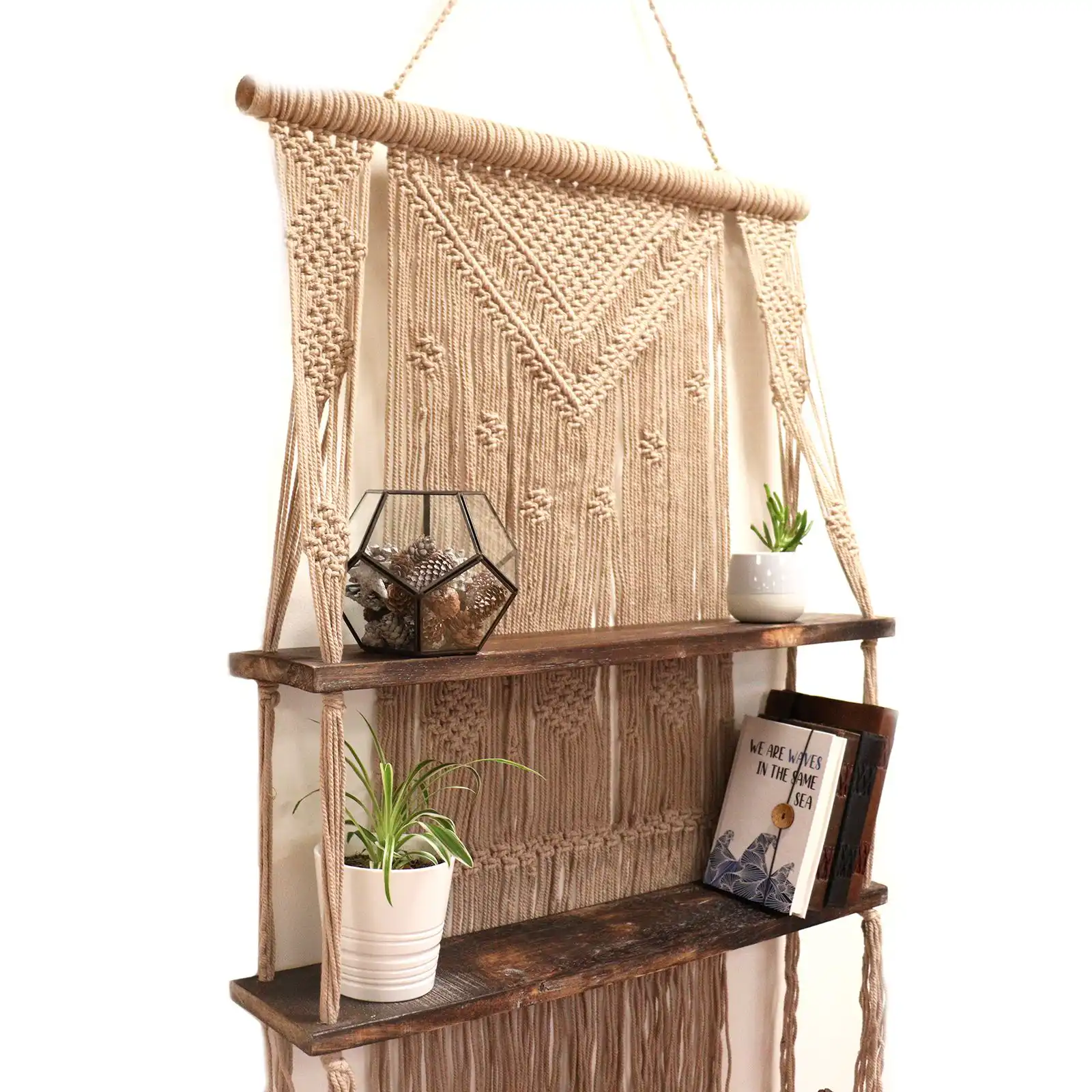Brown Macrame Hanging Shelves – Brown | www.artisangoods.co.uk 4 Brown Macrame Hanging Shelves – Brown | www.artisangoods.co.uk 3