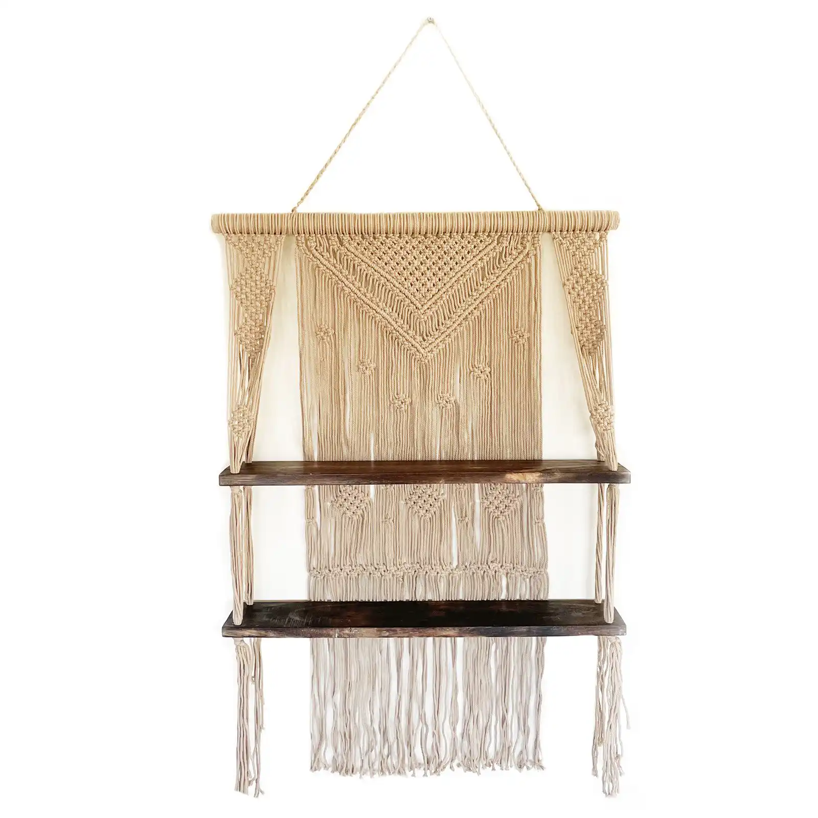 Brown Macrame Hanging Shelves – Brown | www.artisangoods.co.uk 3 Brown Macrame Hanging Shelves – Brown | www.artisangoods.co.uk 2