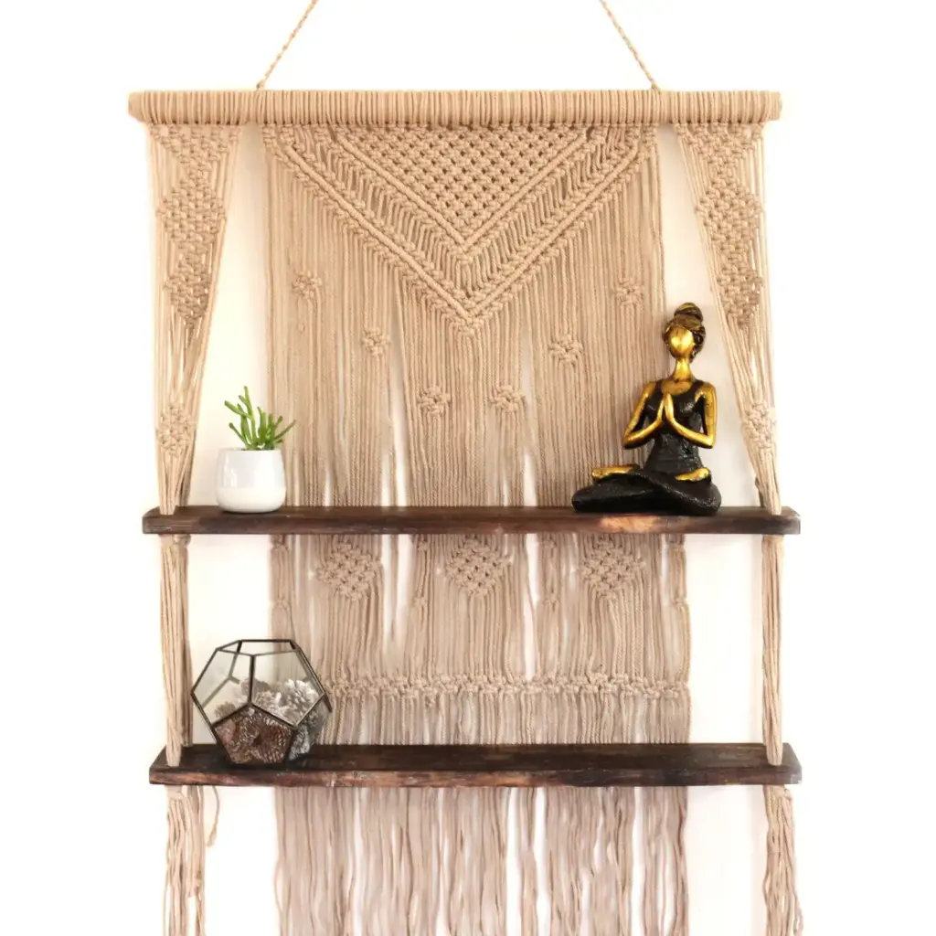 Brown Macrame Hanging Shelves – Brown | www.artisangoods.co.uk