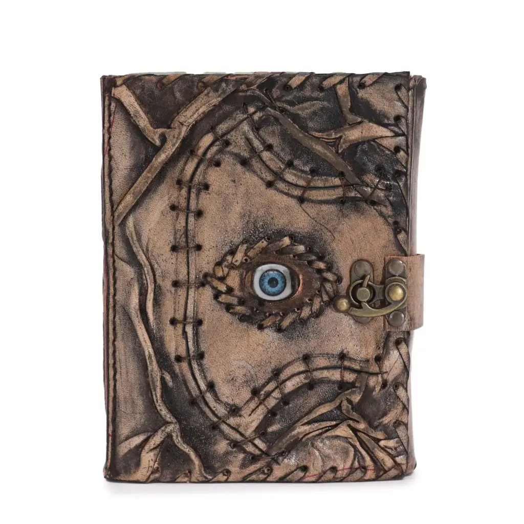 Brown Tan Book – Evil Eye Decor – 160 Deckle Edges Pages – 17×12.5cm | www.artisangoods.co.uk