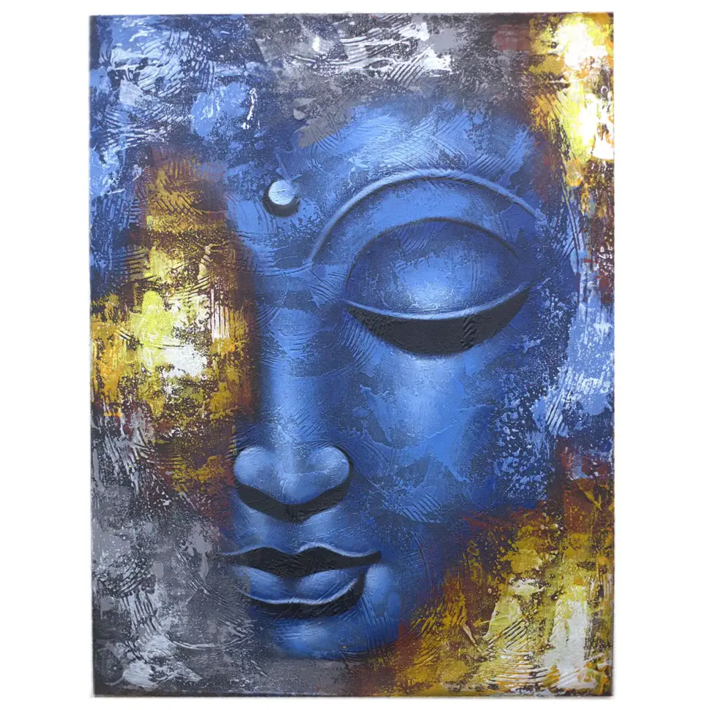 Buddha Painting – Blue Face Abstract | www.artisangoods.co.uk