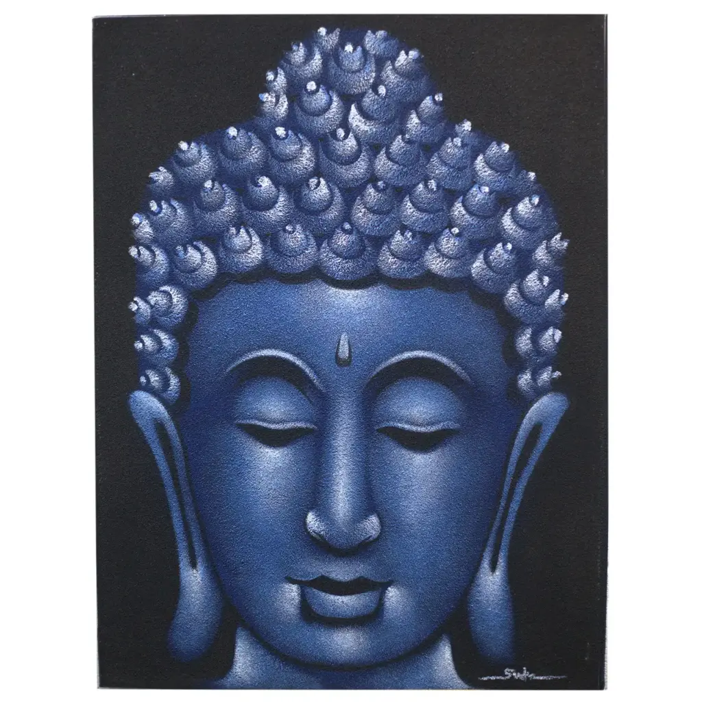 Buddha Painting – Blue Sand Finish | www.artisangoods.co.uk