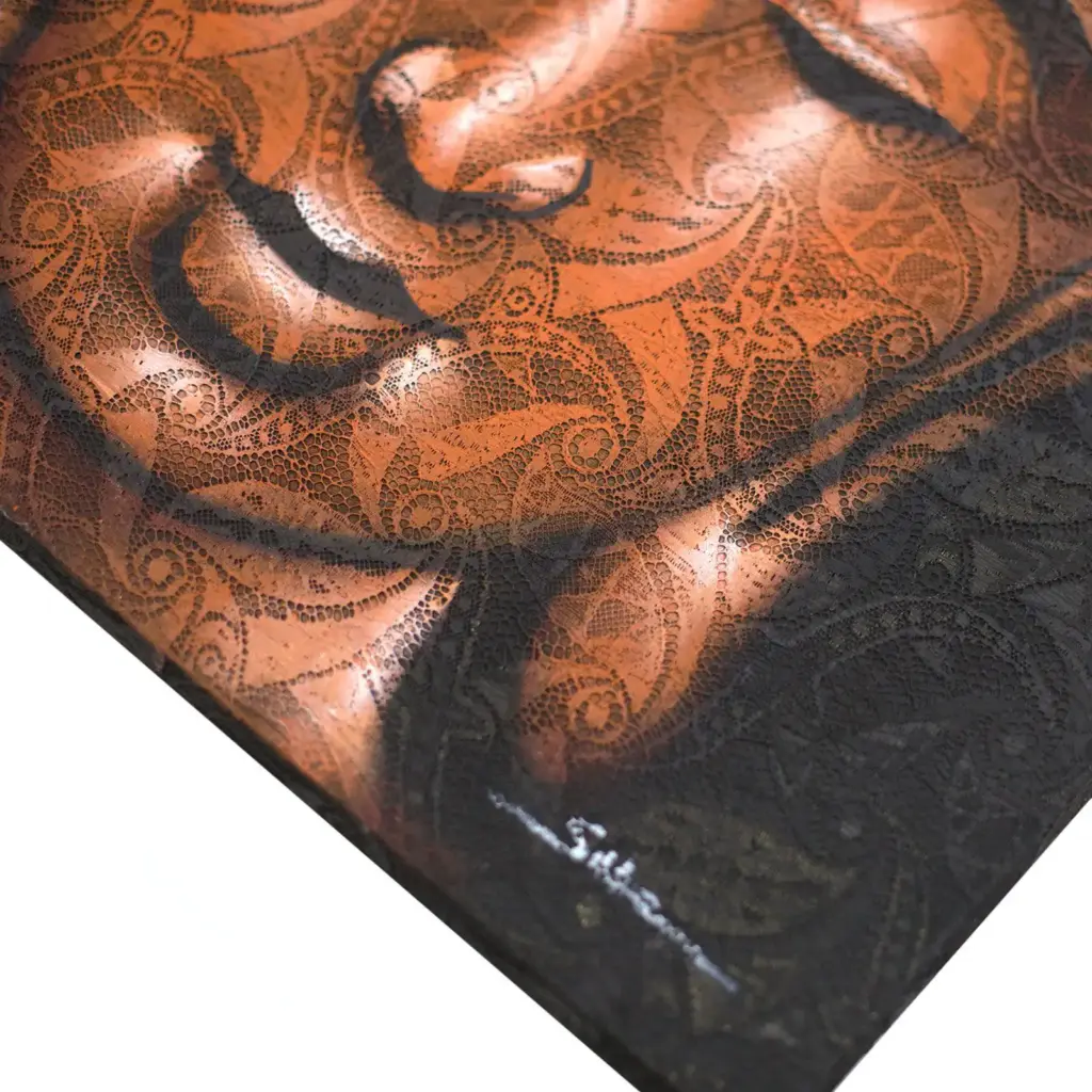 Buddha Painting – Copper Brocade Detail | www.artisangoods.co.uk 2