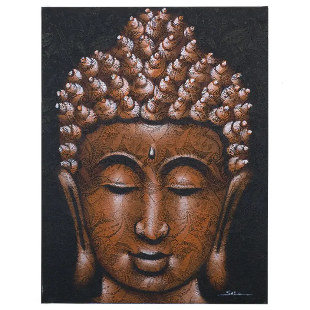 Buddha Painting – Copper Brocade Detail | www.artisangoods.co.uk
