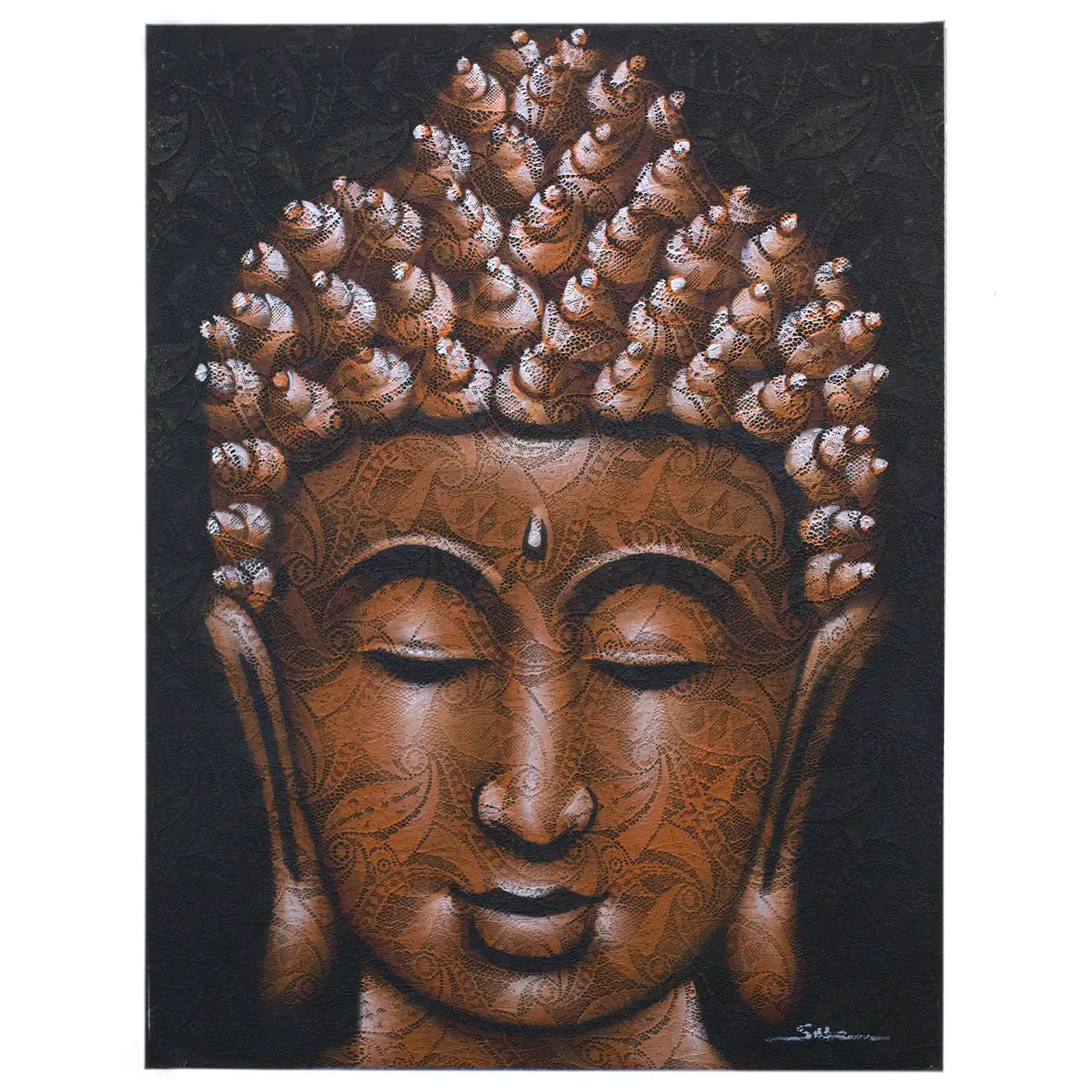 Buddha Painting – Copper Brocade Detail | www.artisangoods.co.uk 2 Buddha Painting – Copper Brocade Detail | www.artisangoods.co.uk 1