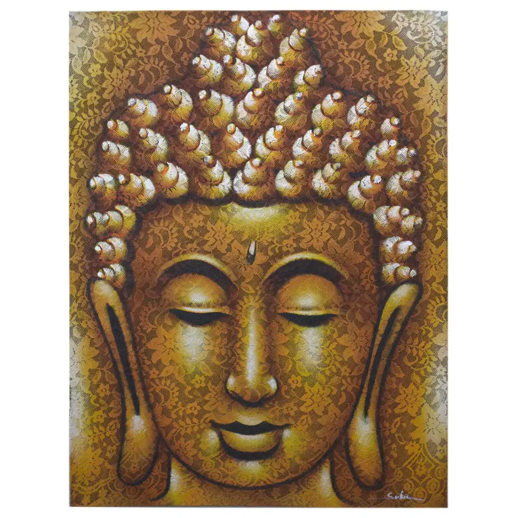 Buddha Painting – Gold Brocade Detail | www.artisangoods.co.uk