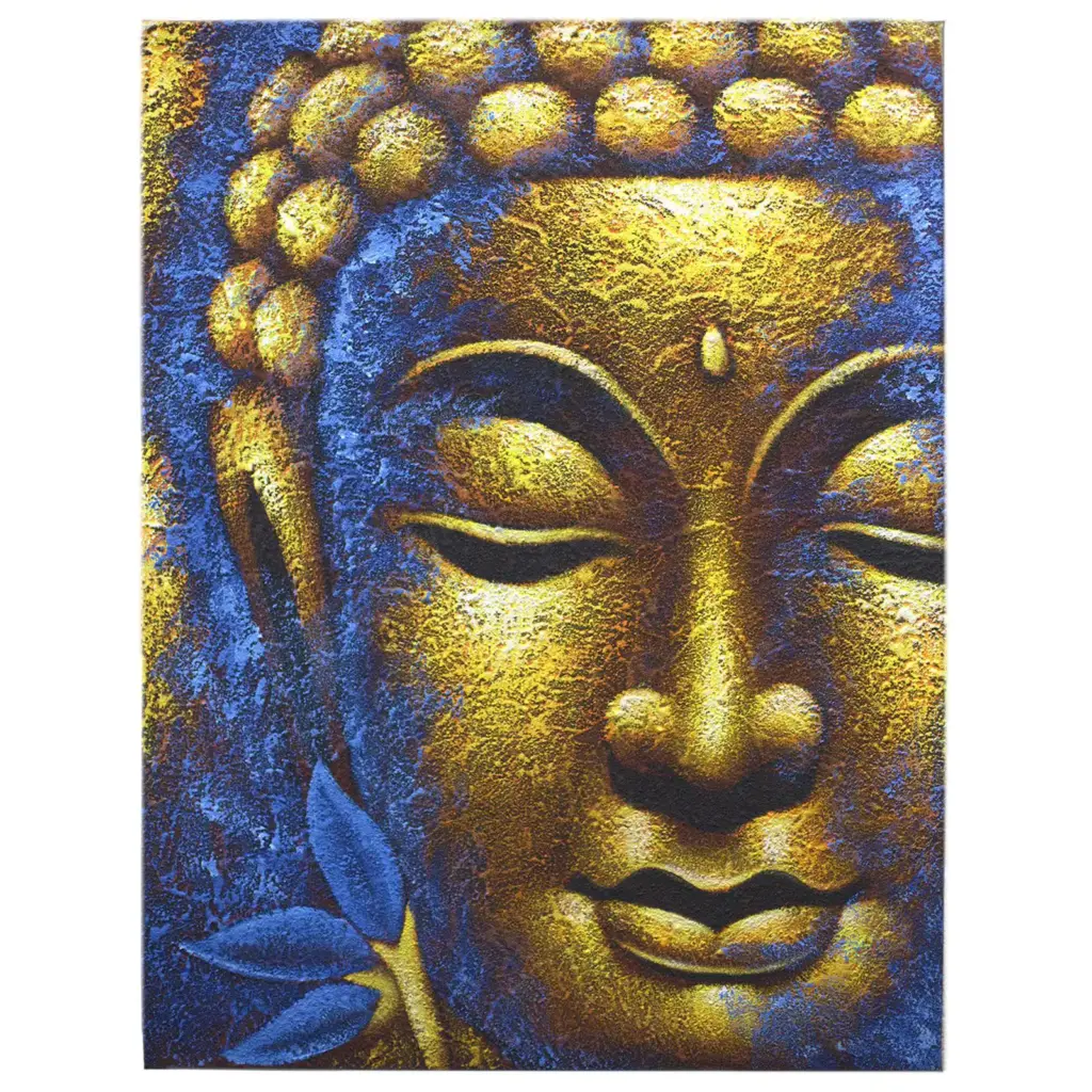 Buddha Painting – Gold Face & Lotus Flower | www.artisangoods.co.uk