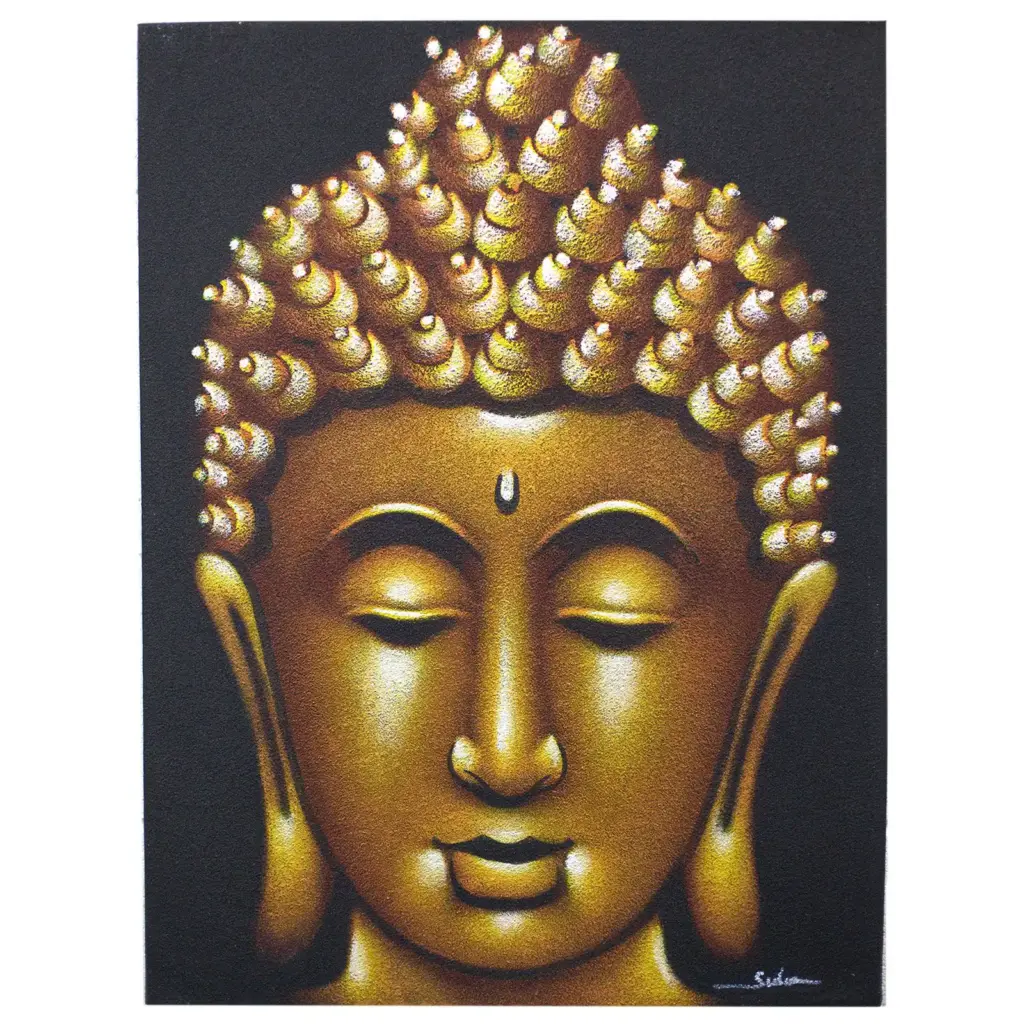 Buddha Painting – Gold Sand Finish | www.artisangoods.co.uk