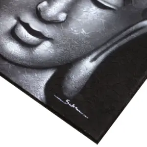 Buddha Painting – Grey Brocade Detail | www.artisangoods.co.uk 2