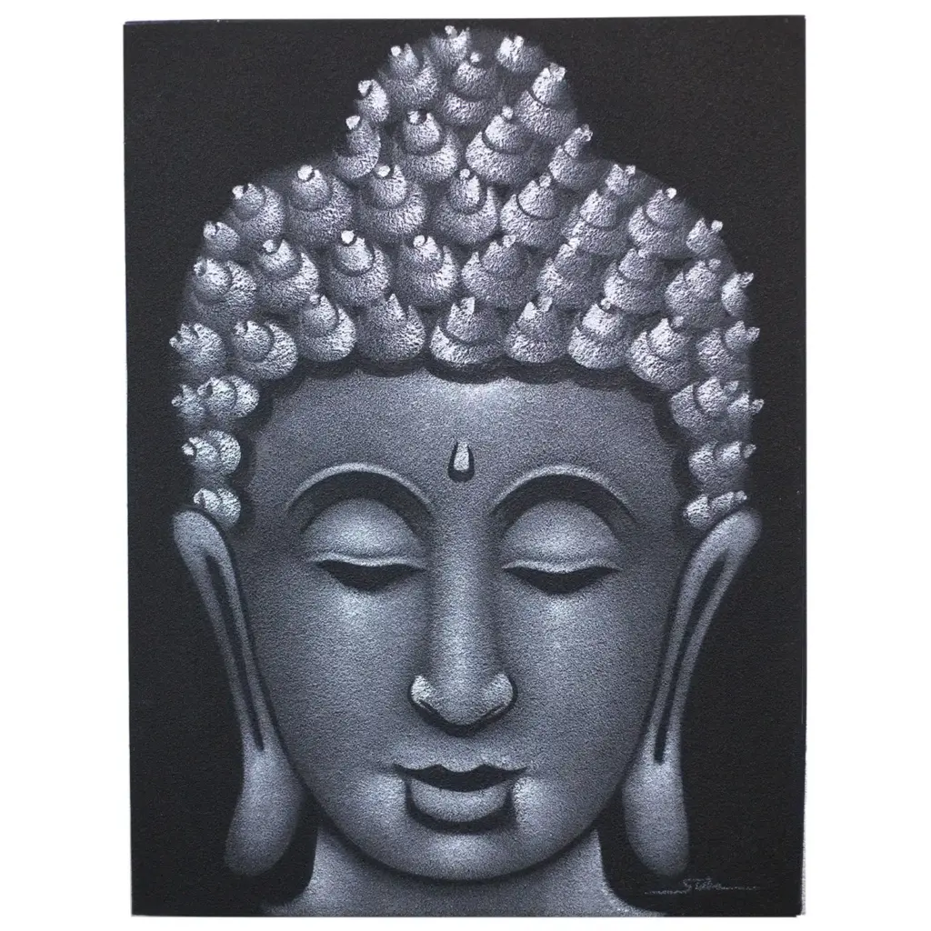 Buddha Painting – Grey Sand Finish | www.artisangoods.co.uk