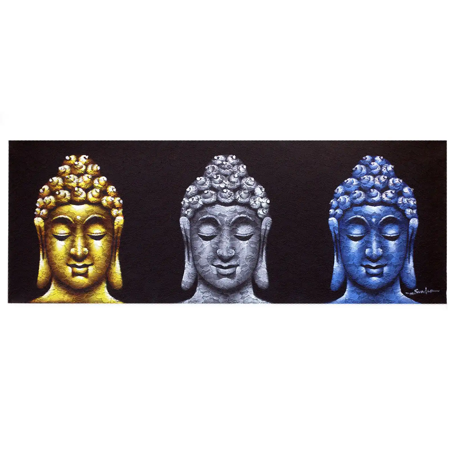 Buddha Painting – Three Heads Black | www.artisangoods.co.uk 2 Buddha Painting – Three Heads Black | www.artisangoods.co.uk 1