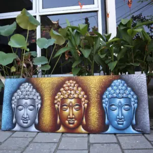 Buddha Painting – Three Heads Gold Detail | www.artisangoods.co.uk 2