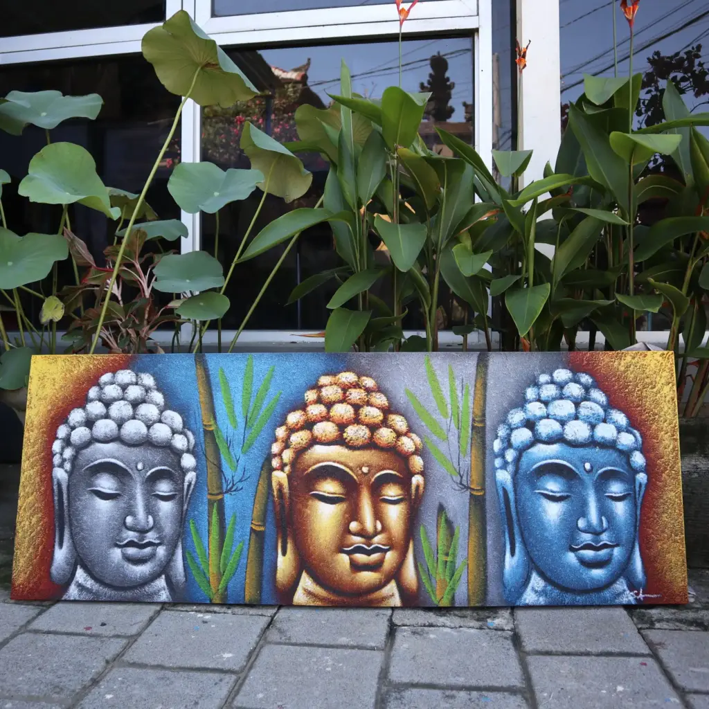 Buddha Painting – Three Heads With Bamboo | www.artisangoods.co.uk 2 Buddha Painting – Three Heads With Bamboo | www.artisangoods.co.uk 2