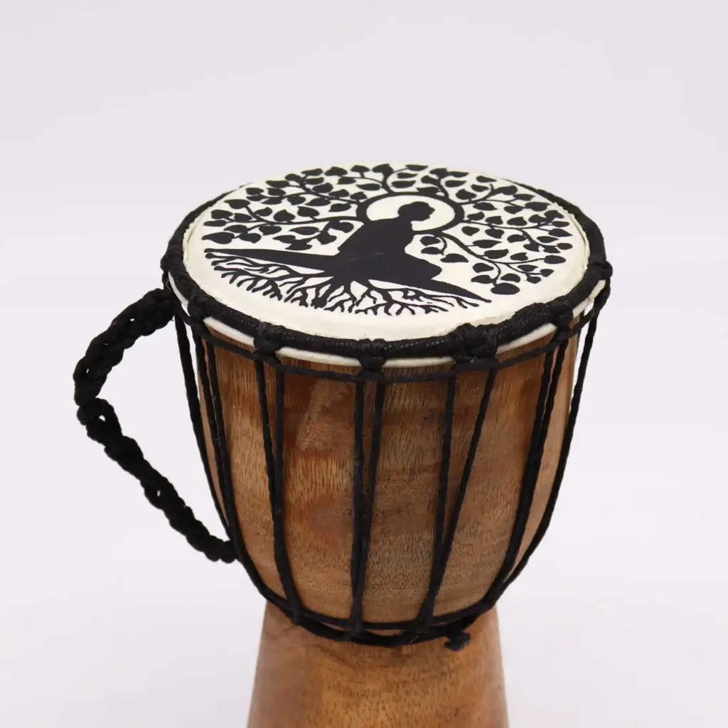 Buddha Wide Top Djembe Drum – 13cm | www.artisangoods.co.uk
