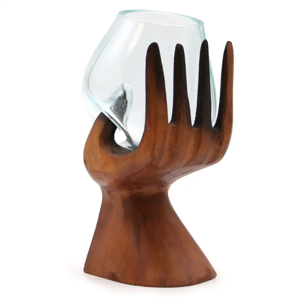 Carved Hand with Molten Glass Bowl | www.artisangoods.co.uk