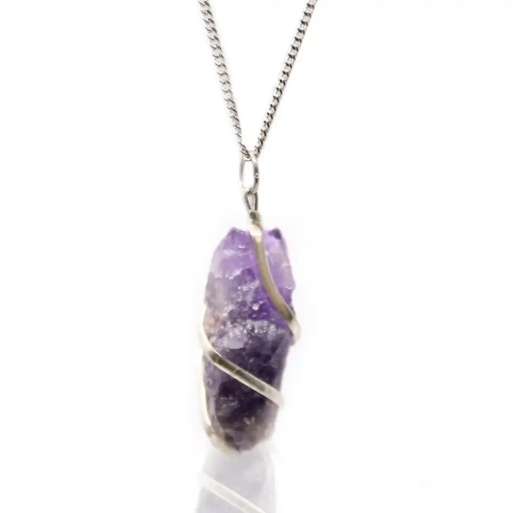Cascade Wrapped Gemstone Necklace – Rough Amethyst | www.artisangoods.co.uk