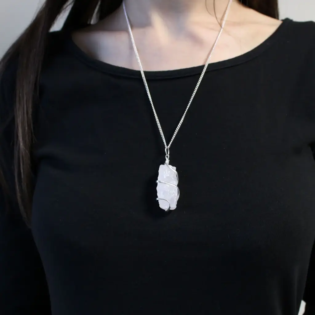 Cascade Wrapped Gemstone Necklace – Rough Opalite | www.artisangoods.co.uk 2