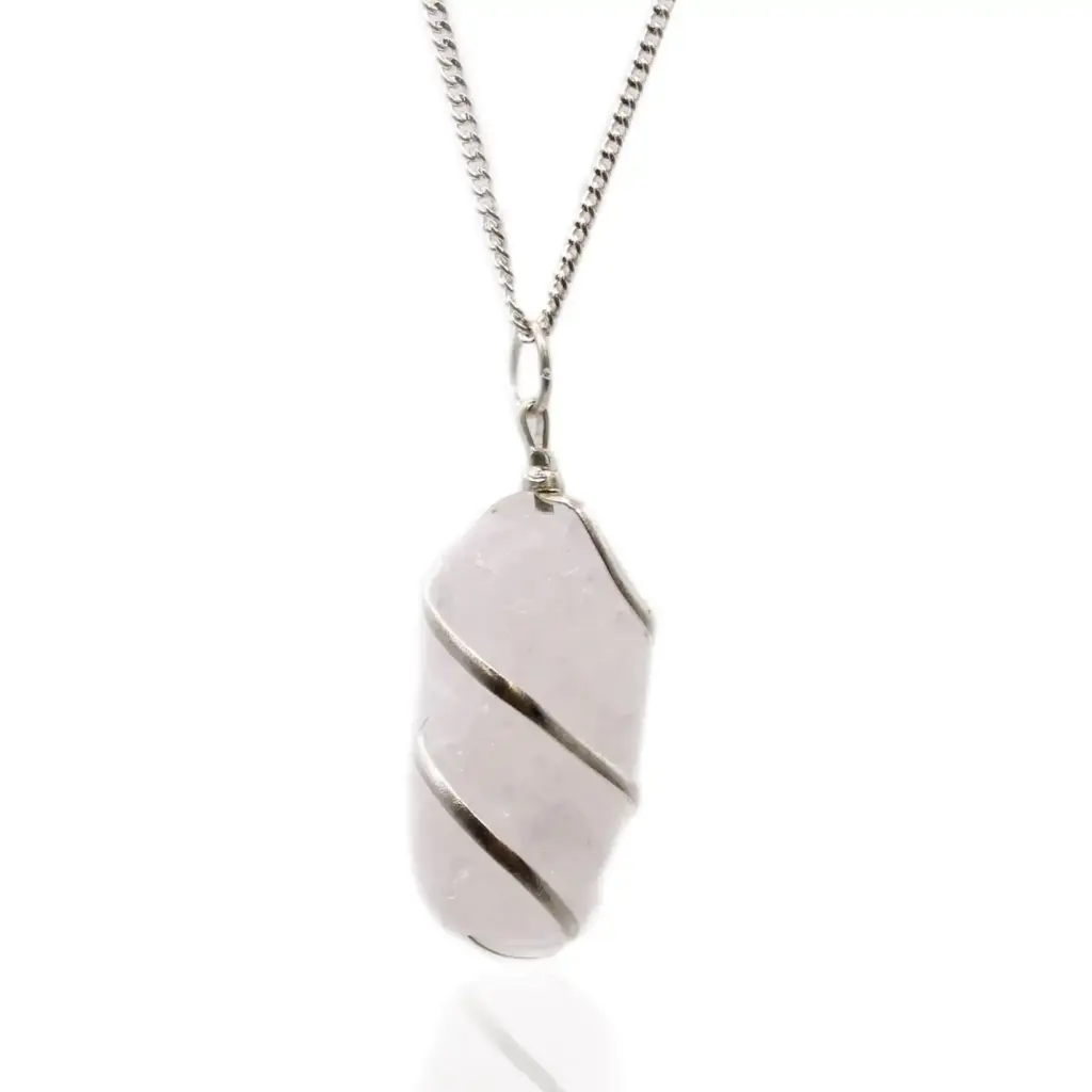 Cascade Wrapped Gemstone Necklace – Rough Rose Quartz | www.artisangoods.co.uk