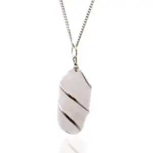 Cascade Wrapped Gemstone Necklace – Rough Rose Quartz | www.artisangoods.co.uk