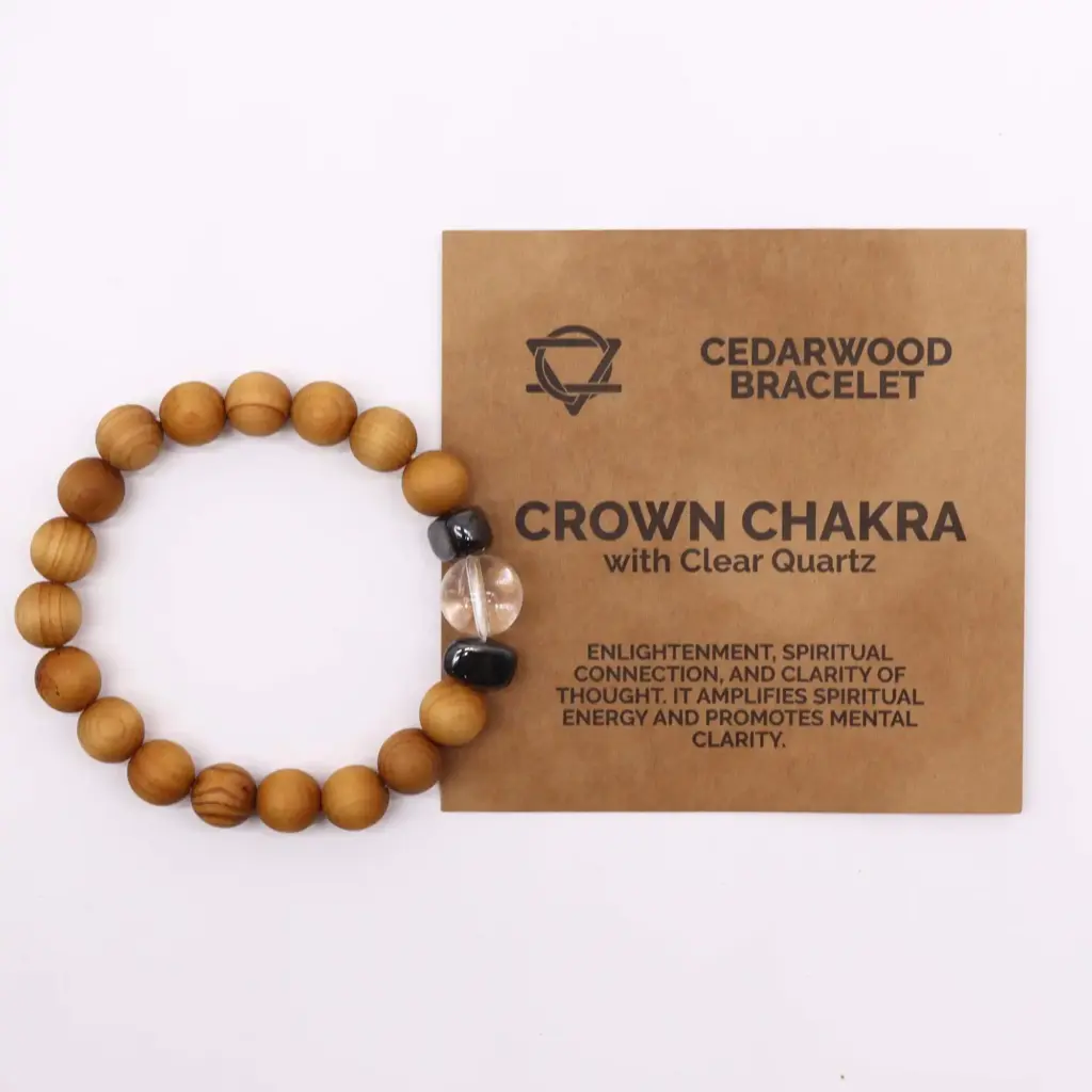 Cedarwood Crown Chakra Bangle with Clear Quartz | www.artisangoods.co.uk 2 Cedarwood Crown Chakra Bangle with Clear Quartz | www.artisangoods.co.uk 2