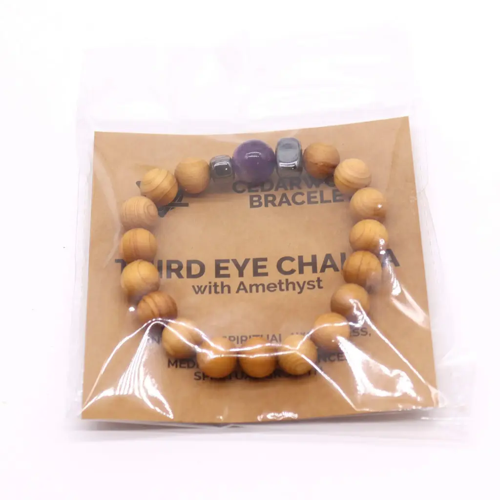 Cedarwood Third Eye Chakra Bangle with Amethyst | www.artisangoods.co.uk 4