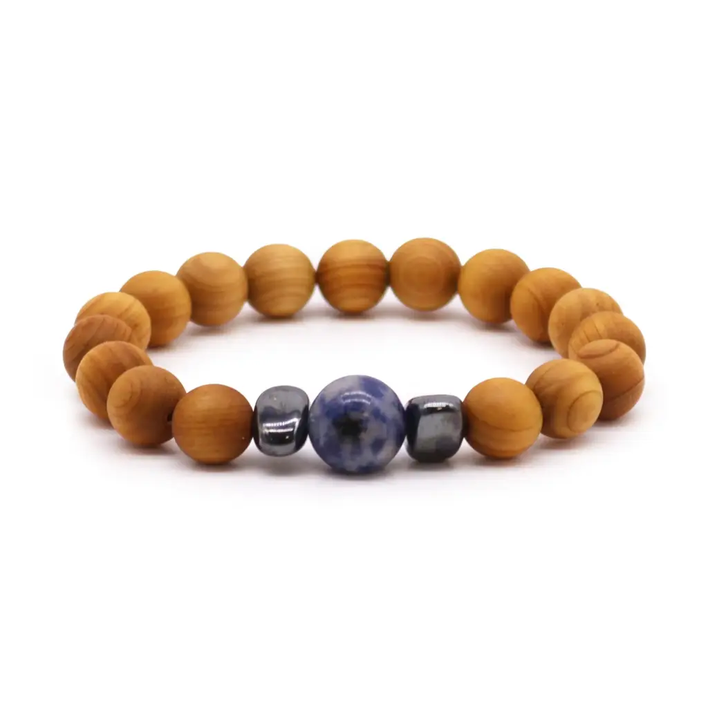 Cedarwood Throat Chakra Bangle with Sodalite | www.artisangoods.co.uk Cedarwood Throat Chakra Bangle with Sodalite | www.artisangoods.co.uk