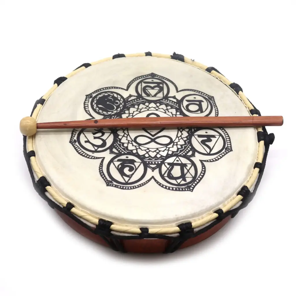 Chakra Shamanic Drum with Sticks – 25cm | www.artisangoods.co.uk 3