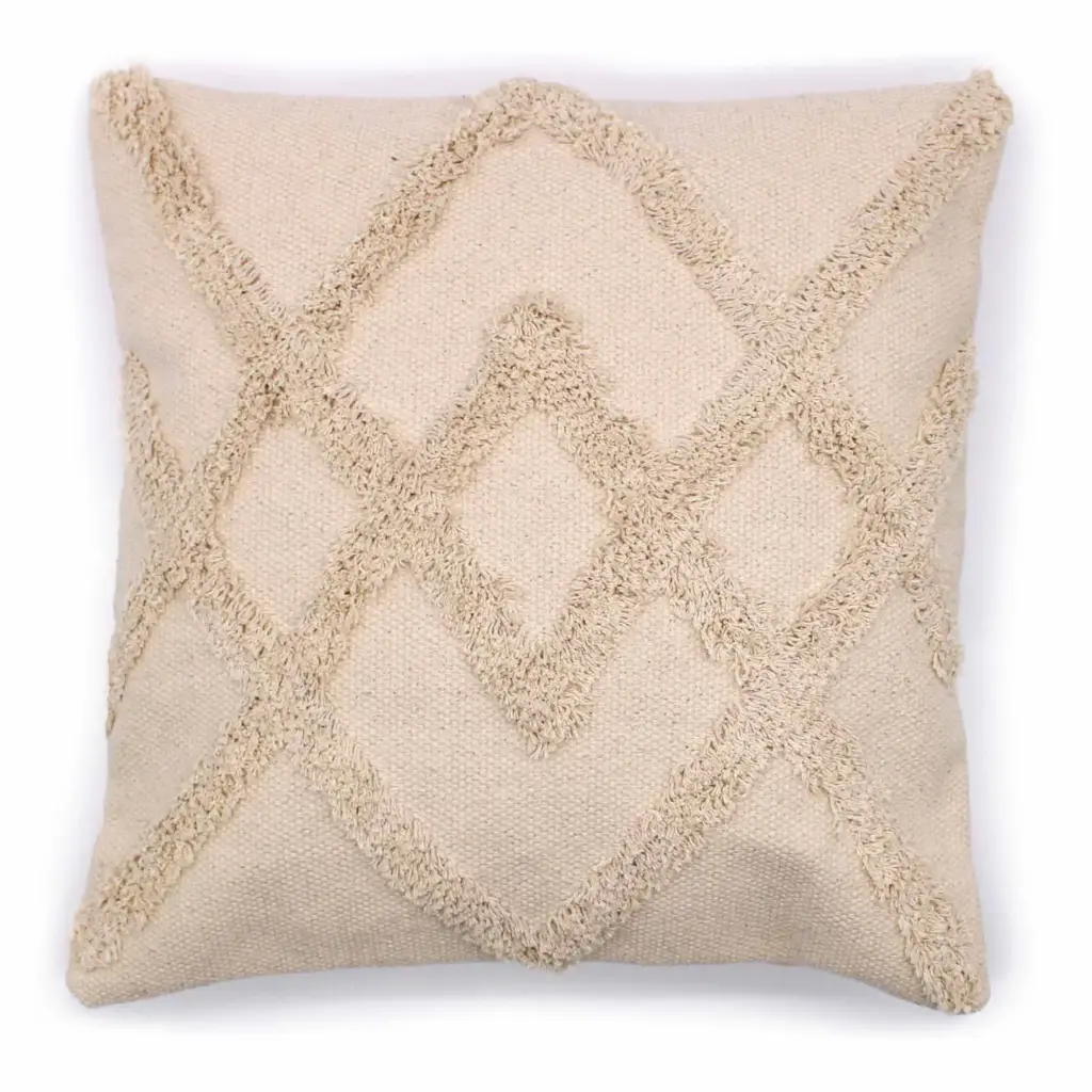 Classic Cushion Cover – Cream Lux Criss-Cross – 45x45cm | www.artisangoods.co.uk