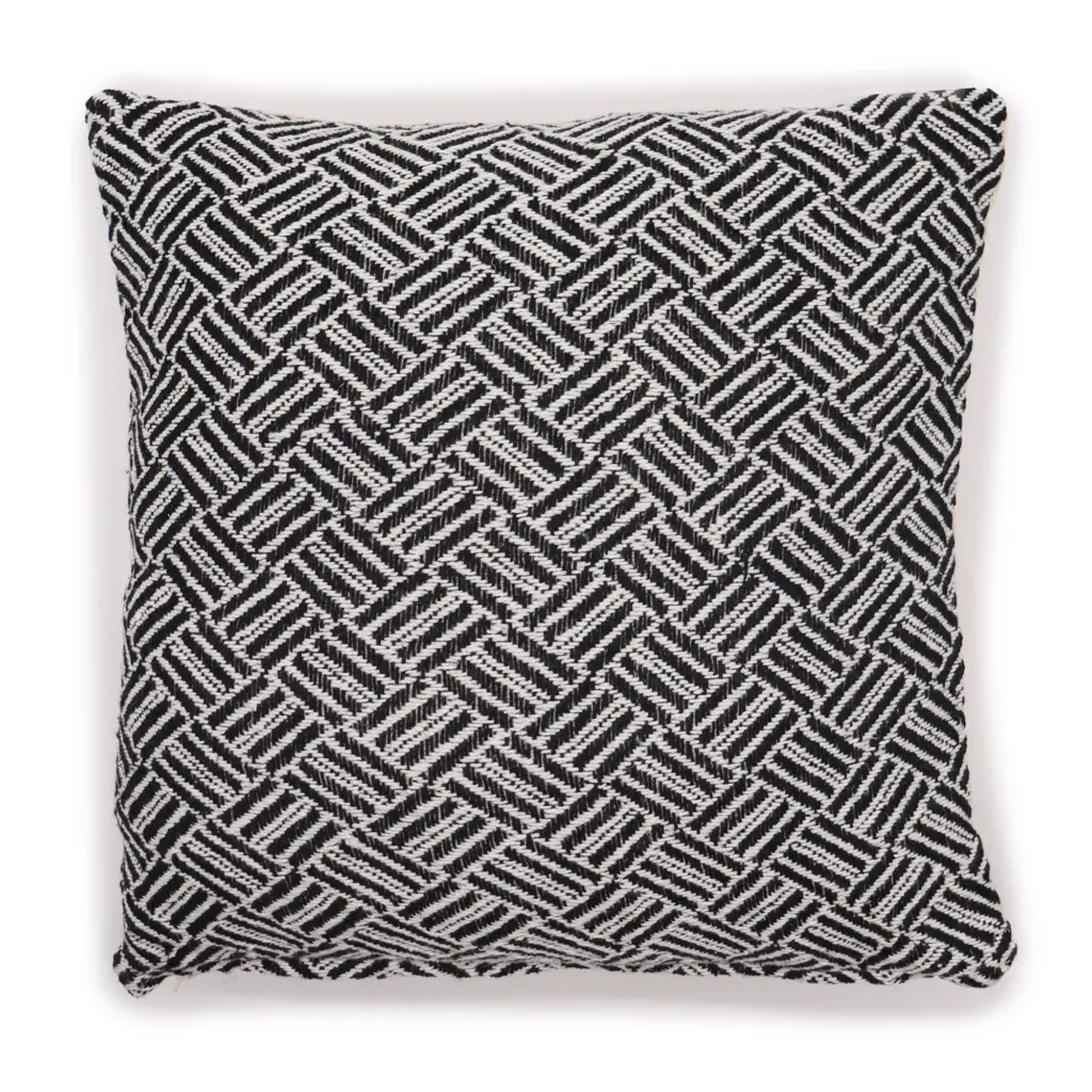 Classic Cushion Cover – Criss-Cross Black – 40x40cm | www.artisangoods.co.uk