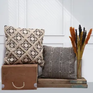 Classic Cushion Cover – Lux Criss-Cross & Print – 45x45cm | www.artisangoods.co.uk 5