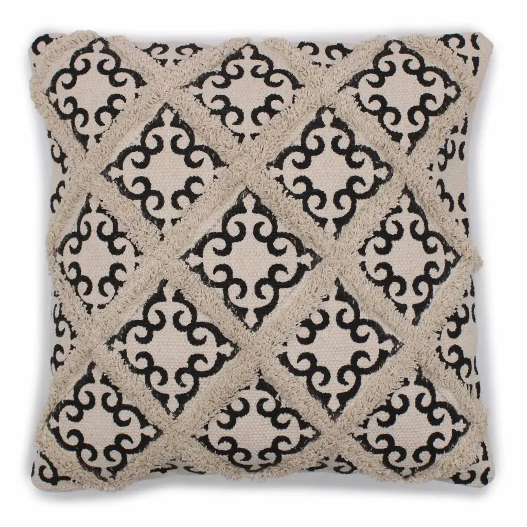 Classic Cushion Cover – Lux Criss-Cross & Print – 45x45cm | www.artisangoods.co.uk